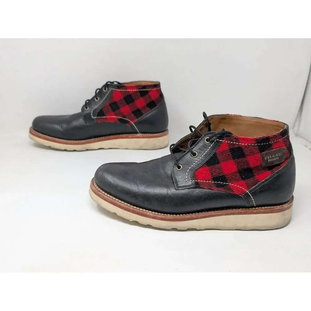H.S. Trask Reserve Buffalo Plaid Chukka Boots Men's Size 9 M Made‎ in USA Vibram
